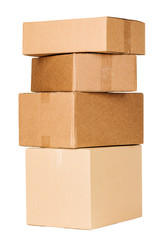 three carton boxes on white
