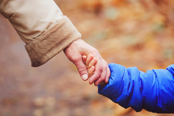 grandmother holding grandchild hand