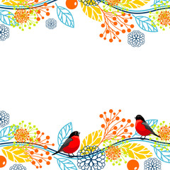 Frame with bullfinches 