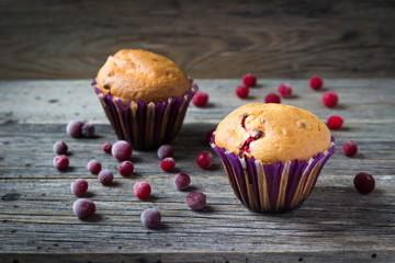 Homemade cupcakes with cranberries.