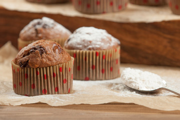 Home Baked Chocolate Banana Coconut Muffins.