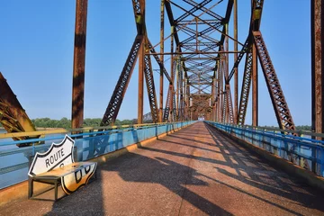 Badkamer foto achterwand Chain of Rocks bridge on the Mississippi river. © StockPhotoAstur