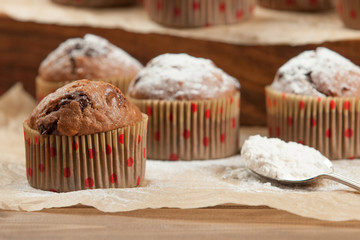 Home Baked Chocolate Banana Coconut Muffins.