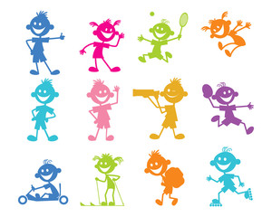 Set of cartoon children