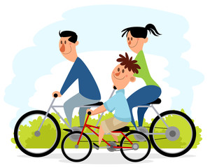 Family outing on bicycles