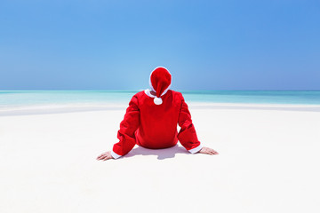 Santa Claus celebrate Christmas beach