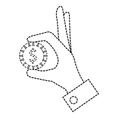 hand with coin money vector illustration design