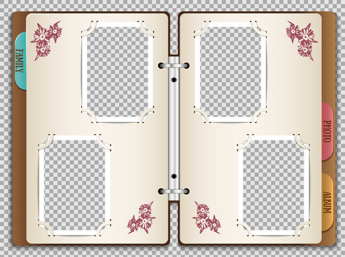 Illustration of a photo album in which you can insert your own photos