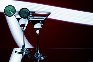 silhouette of  glasses in  nightclub