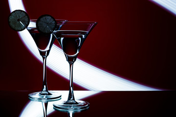 silhouette of  glasses in  nightclub