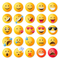 Set of Cute Emoticons. Set of Emoji.