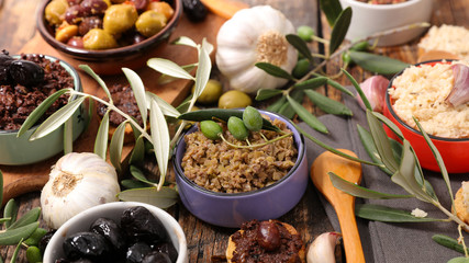 assorted tapenade and canape