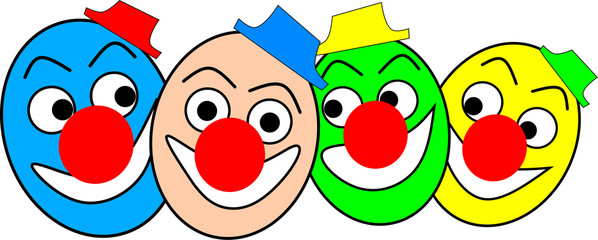 Vier lustige Clowns