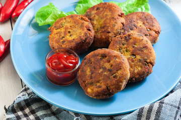 Aloo Tikki or cutlet. Indian snack made of boiled potatoes