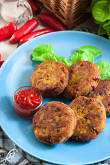 Aloo Tikki or cutlet. Indian snack made of boiled potatoes