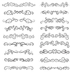 vector illustration set of border calligraphic and dividers decorative