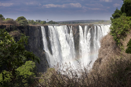 breathtaking Victoria waterfalls during drought, Zimbabwe