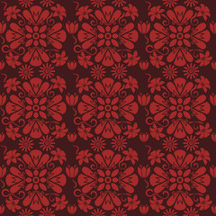Seamless red floral  pattern,  vector. Endless texture can be used for wallpaper, pattern fills, web page  background,  surface textures and fabrics.