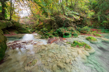The natural park of Urederra autumnal, Spain
