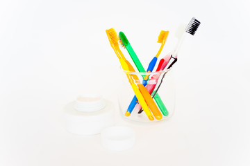 Toothbrushes on a white background