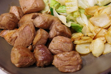 Beef steak with fired vegetable