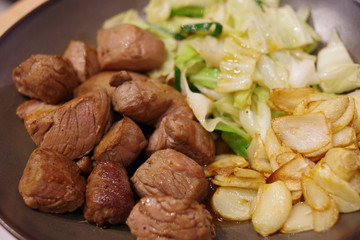 Beef steak with fired vegetable
