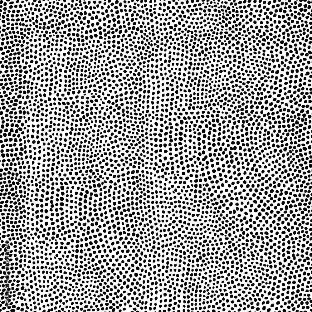 Poster Irregular dots pattern. Seamless background. Mosaic art tile of small dots on white background. Random circles.