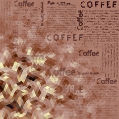 Coffee pattern on a brown low poly background.