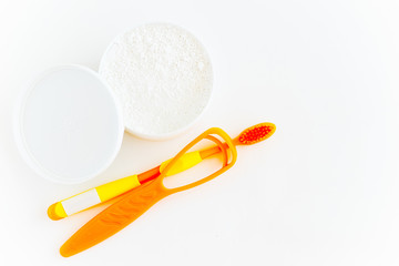 Toothbrushes on a white background