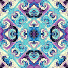 Seamless background pattern. Round decorative geometric mosaic art tile pattern.