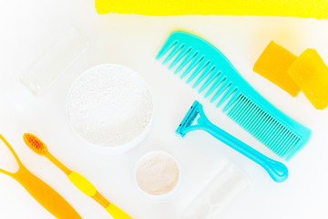 Toothbrushes on a white background