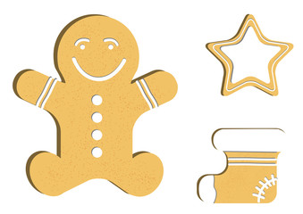 Gingerbread man decorated colored icing. Qualitative vector illustration for new year's day, christmas, winter holiday, cooking, new year's eve, food, silvester, etc