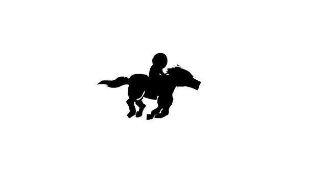 Jockey riding horse (seamless loop animation)
