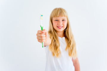 Girl brushing teeth