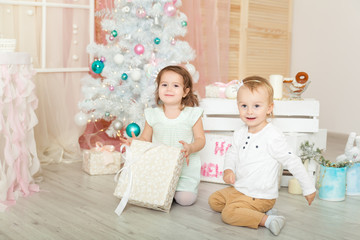 Children in a Christmas decorations