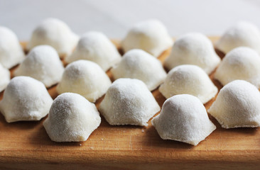 Raw homemade dumplings