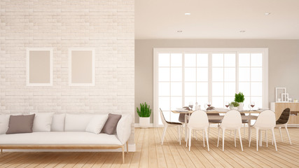 Living area and dining area in apartment or Home - Interior Design for dining area - 3D Rendering