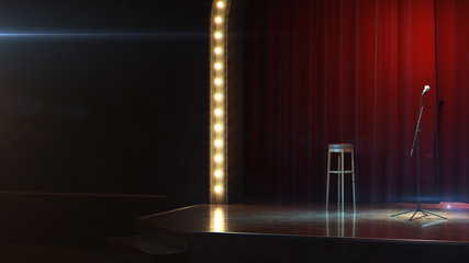 Dark empty stage. 3d render