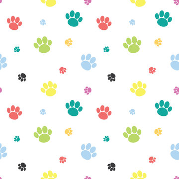 Animal Paw Print Colorful Seamless Pattern