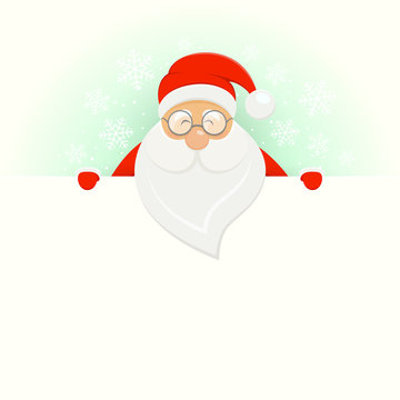 White Christmas background with happy Santa