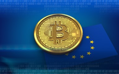 3d bitcoin EU flag