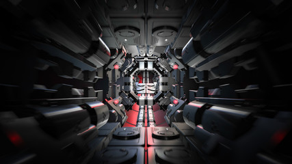 Fototapeta premium 3d render of futuristic tunnel with light. Abstract background, business, sci-fi, technology, transportation or science concept.