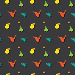 Christmas Holiday Symbols Seamless Colored Pattern Background