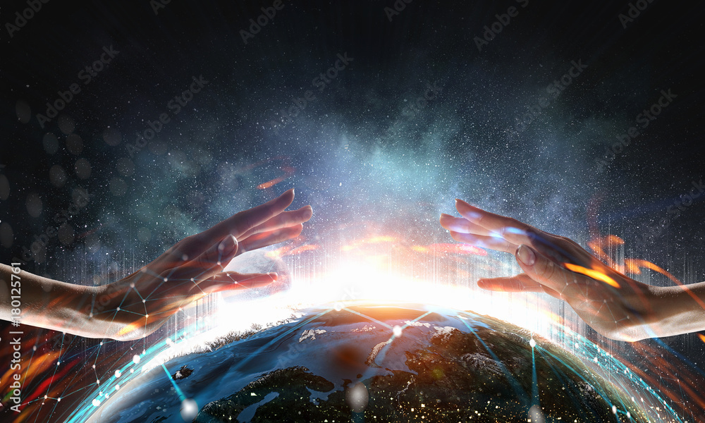 Wall mural protect our world. 3d rendering