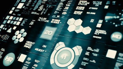 Perspective view of lowpower futuristic interface/Digital screen/Detailed abstract background. Blinking and switching indicators of command center computer,processing data, AI. - Powered by Adobe