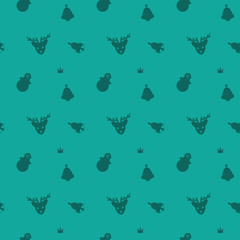 Christmas Holiday Decoration Deer And Tree Seamless Silhouette Pattern