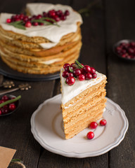 Honey nut ginger and carrot cake decorated with cranberries and rosemary. Perfect Christmas baked goods that you want to eat!)