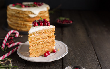 Honey nut ginger and carrot cake decorated with cranberries and rosemary. Perfect Christmas baked goods that you want to eat!)