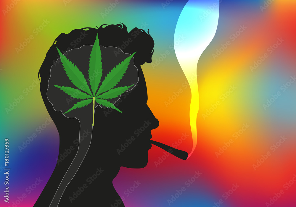 Wall mural drogue - santé - addiction - cannabis - joint - cerveau - jeune