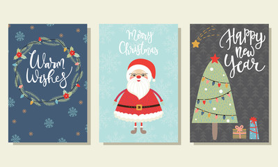 Set of Christmas cards with Santa